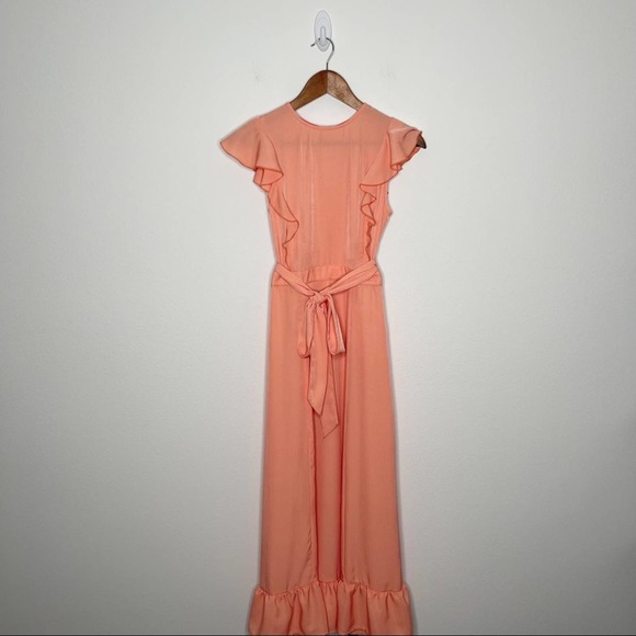 Christy Dawn The Quinn Ruffle Midi Dress in Apricot - Picture 5 of 14